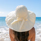 100% Polyester Lightweight Foldable Bow Accent Extra Wide Brim Wire Brim Sun Hat | One Size