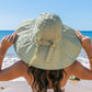 100% Polyester Lightweight Foldable Bow Accent Extra Wide Brim Wire Brim Sun Hat | One Size