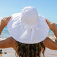 100% Polyester Lightweight Foldable Bow Accent Extra Wide Brim Wire Brim Sun Hat | One Size