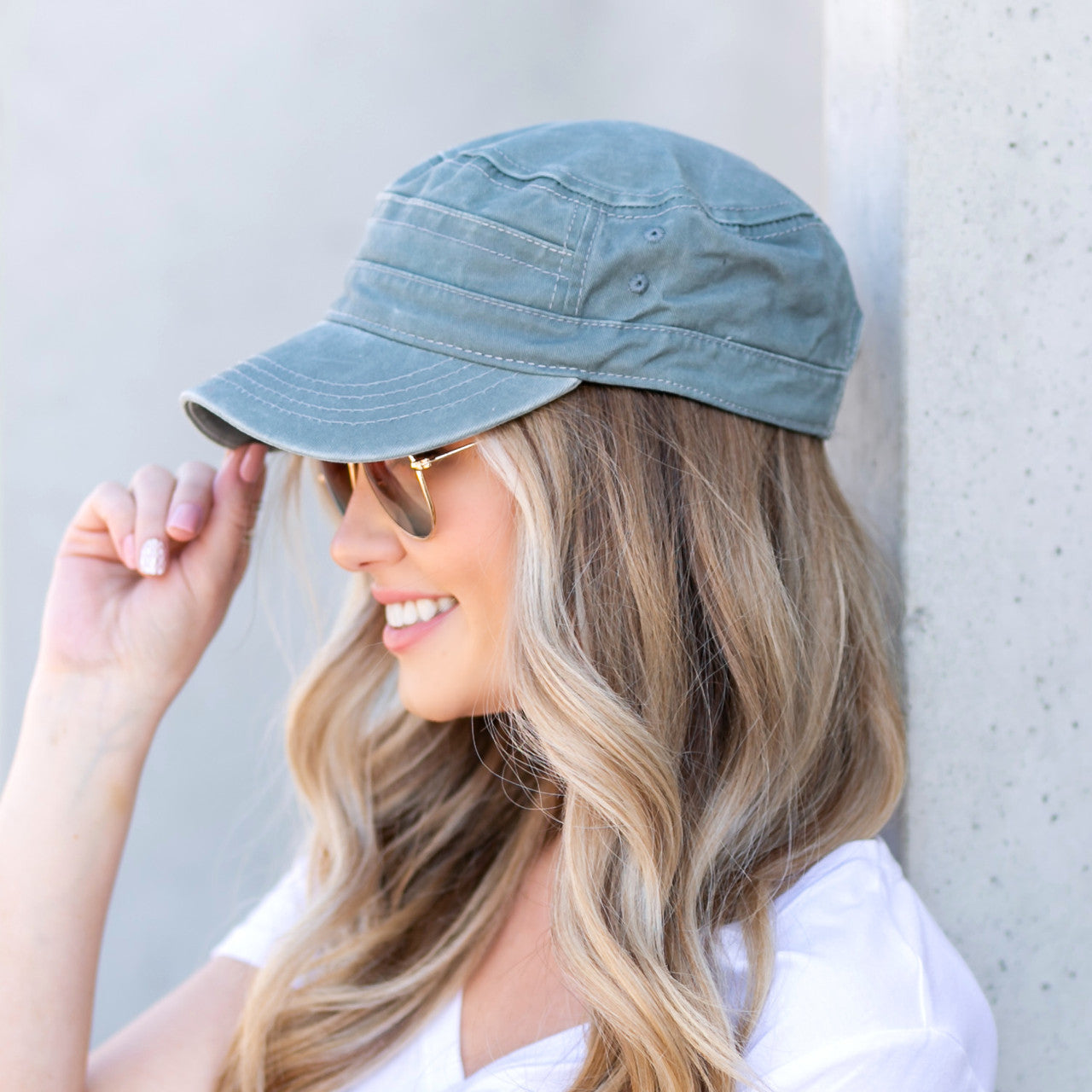 Military Inspired Distressed Wash Unstructured Low Profile Antique Bronze Clasp Cadet Cap | One Size Teen–Adult