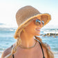 100% Woven Straw Fray Edge Wide Brim Bucket Sun Hat | One Size