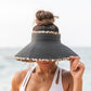 100% Breathable Straw Leopard Trim Foldable Wide Brim Bow Visor | One Size