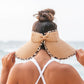 100% Breathable Straw Leopard Trim Foldable Wide Brim Bow Visor | One Size