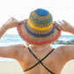 100% Woven Straw Rainbow Detail Bucket Sun Hat | One Size