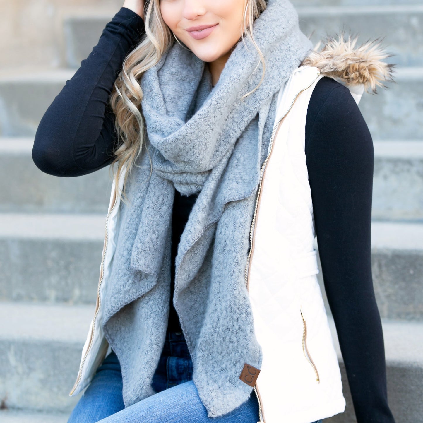 C.C® 100% Premium Polyester Ultra Soft Bias Cut Oblong Draped Scarf | 16.5" x 85"