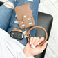 Gold Hardware Key Ring Wristlet Wallet Bracelet with Tassel & 5 Pockets | 4" x 3"