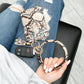 Gold Hardware Key Ring Wristlet Wallet Bracelet with Tassel & 5 Pockets | 4" x 3"