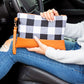 Cotton Buffalo Plaid PU Leather Trim Removable Wristlet Zip Pocket Clutch | 7.5" x 10.5"