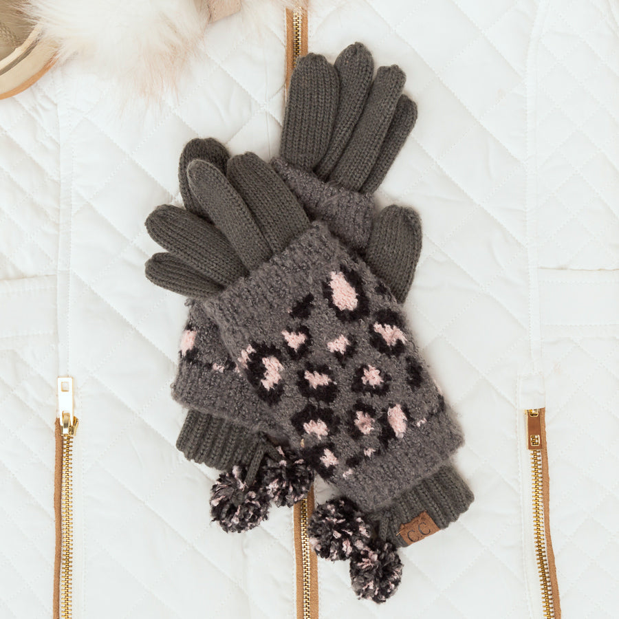 C.C® 100% Soft Acrylic Leopard Print 2-Piece Glove & Handwarmer Set | One Size