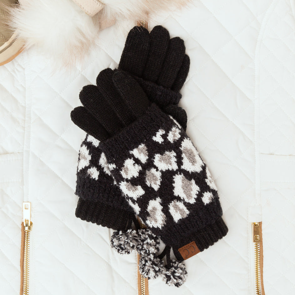 C.C® 100% Soft Acrylic Leopard Print 2-Piece Glove & Handwarmer Set | One Size