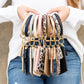 Gold Hardware Key Ring Wristlet Wallet Bracelet with Tassel & 5 Pockets | 4" x 3"