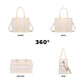 Aili's Corner Dallas Checkered Nylon Tote Bag with PU Leather Handles & Removable Crossbody Strap | Almond Check, Black/White Check