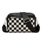Polyester Canvas PU Leather Trim Gold Hardware Jessie Mixed Media Camera Crossbody Bag | 6" x 8.25"