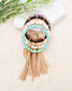 Reinforced Beaded Suede Tassel Gold Wood Accent Bead Boho Key Ring Bracelet | 4"
