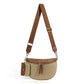 Woven Polyethylene Straw PU Vegan Leather Gold Hardware Valentina Mixed Media Sling Crossbody Bag | 9.85" x 6.85"