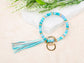 Reinforced Beaded Suede Tassel Gold Wood Accent Bead Boho Key Ring Bracelet | 4"