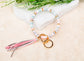 Reinforced Beaded Suede Tassel Gold Wood Accent Bead Boho Key Ring Bracelet | 4"