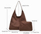 Andrea 2-in-1 Hobo Shoulder Bag | Vegan Suede & PU Leather Strap | 16.5 x 4.72 x 14.17 in