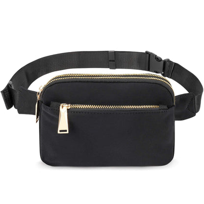 Everyday Nylon Gold Zipper Sling Crossbody Belt Bag