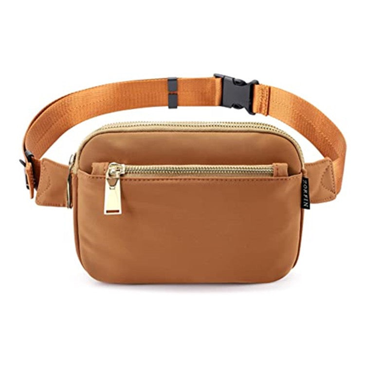 Everyday Nylon Gold Zipper Sling Crossbody Belt Bag