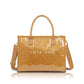 Kate Laminated City Tote | Vegan Leather & PVC, Canvas Handles | 14.5 x 5 x 11 in
