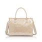 Kate Laminated City Tote | Vegan Leather & PVC, Canvas Handles | 14.5 x 5 x 11 in