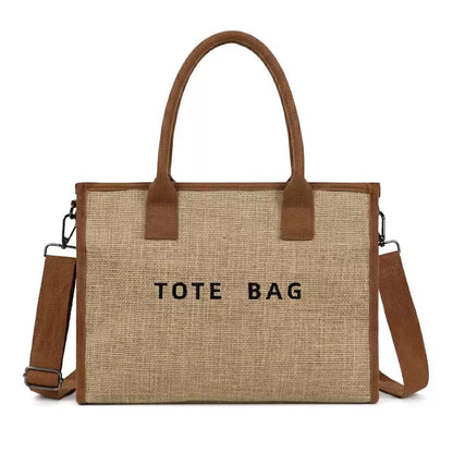 Clare Embroidered Tote | 100% Jute Exterior & Canvas Accents | 10.5 x 5.25 x 14.5 in