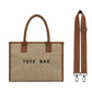 Clare Embroidered Tote | 100% Jute Exterior & Canvas Accents | 10.5 x 5.25 x 14.5 in