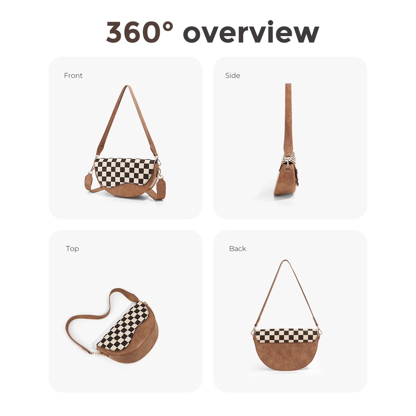 Karlie Checkered Convertible Crossbody Bag | Polyester Canvas & Vegan Leather | 11.5 L x 3.5 W x 6.3 H in