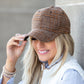 Knit Flannel Buffalo Plaid Structured Crown Low Profile Adjustable Ball Cap | One Size Teen–Adult