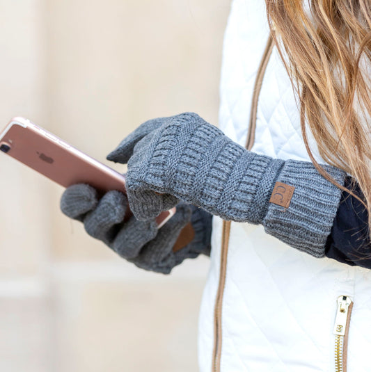 C.C® 100% Soft Knitted Acrylic Touchscreen Compatible Knit Gloves | One Size Fits Most