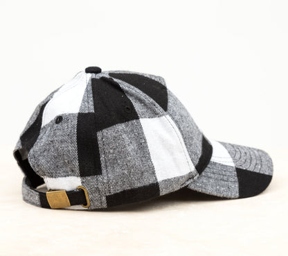 Knit Flannel Buffalo Plaid Structured Crown Low Profile Adjustable Ball Cap | One Size Teen–Adult