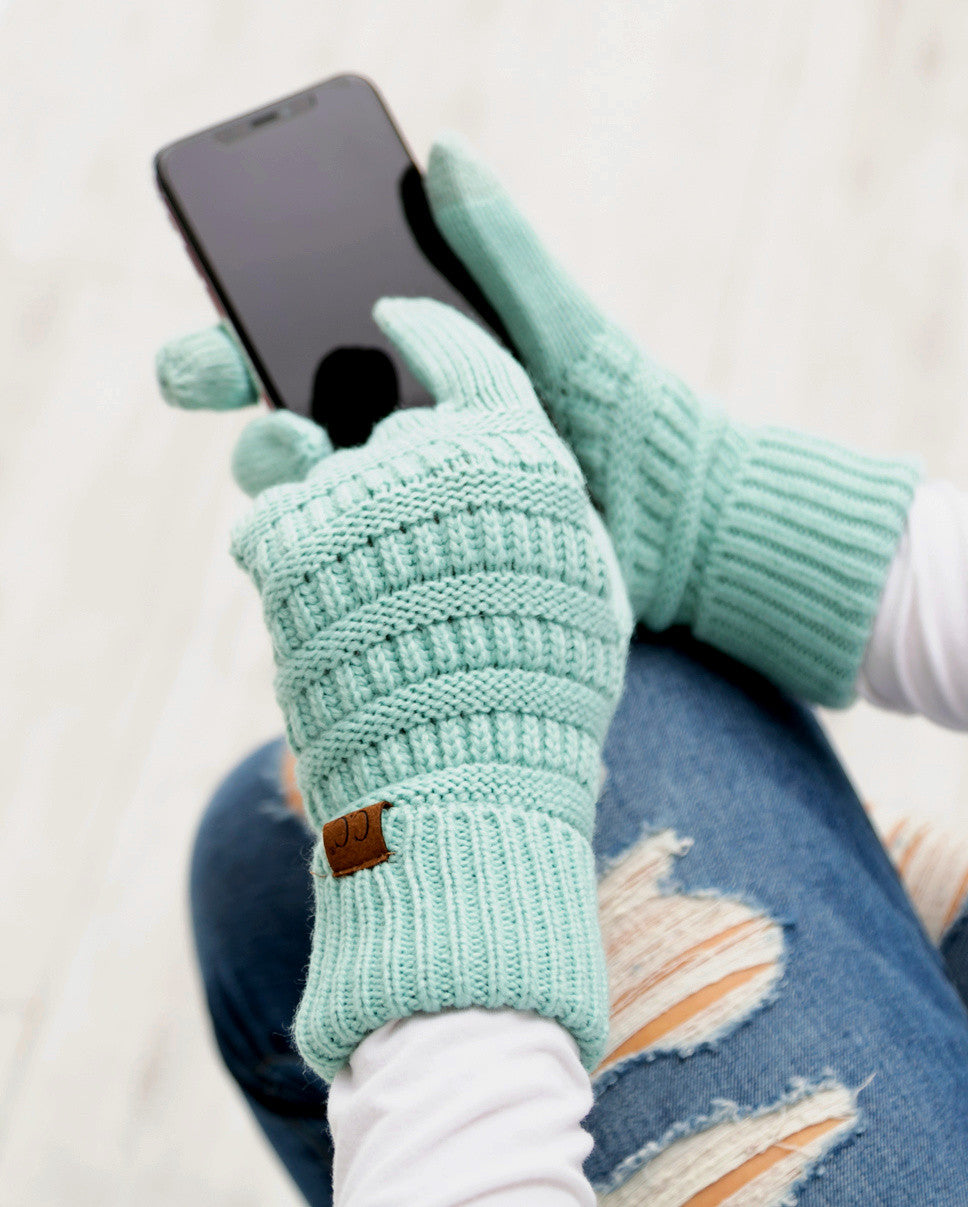 C.C® 100% Soft Knitted Acrylic Touchscreen Compatible Knit Gloves | One Size Fits Most