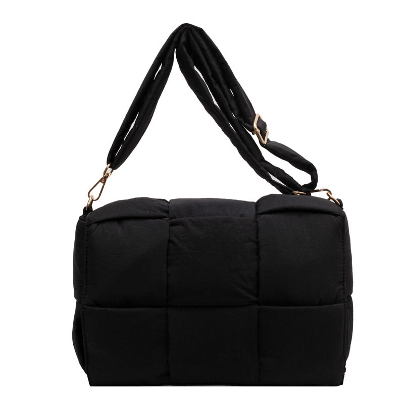 Romy 100% Nylon Cross-Weave Puffer Fold-Over Crossbody Clutch Bag