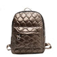Jade Metallic Quilted Polyester Puffer Backpack