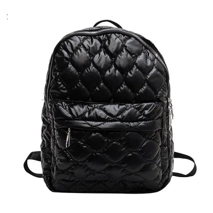Jade Metallic Quilted Polyester Puffer Backpack