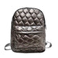 Jade Metallic Quilted Polyester Puffer Backpack