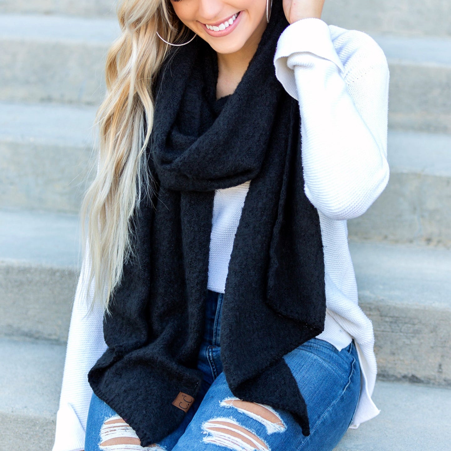 C.C® 100% Premium Polyester Ultra Soft Bias Cut Oblong Draped Scarf | 16.5" x 85"