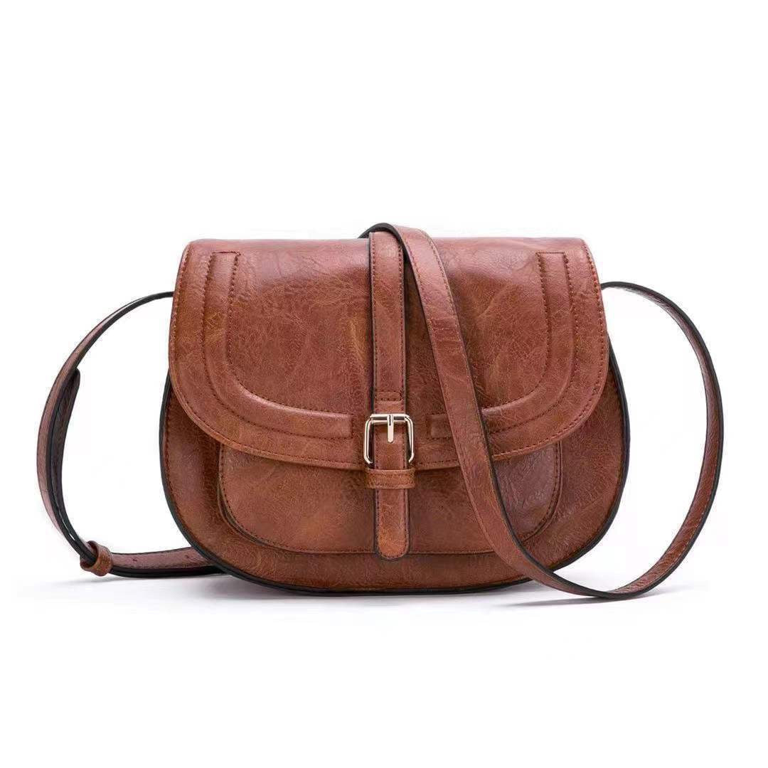 Blair Vegan Leather Buckle Accent Fold-Over Structured Crossbody Bag