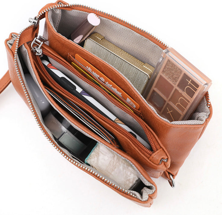 Liv Vegan Leather Convertible Compact Crossbody Wristlet Bag