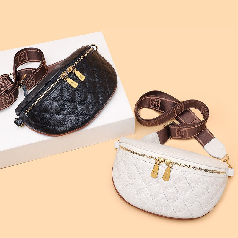Myra Genuine Leather Quilted Crescent Sling Bag