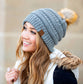 C.C® Soft Acrylic Knit Faux Fur Pom-Pom Beanie | One Size Child–Adult (Age 4+)