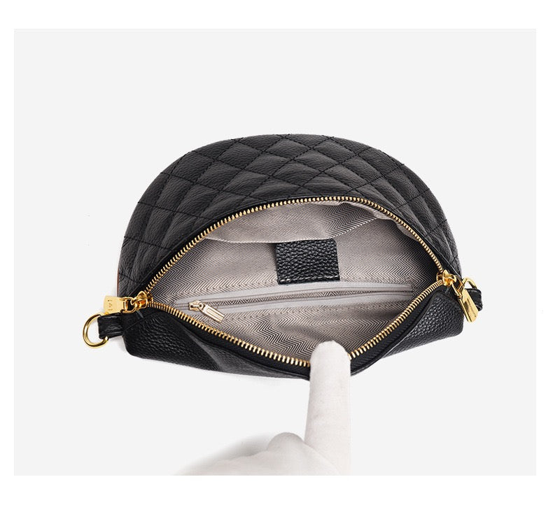 Myra Genuine Leather Quilted Crescent Sling Bag