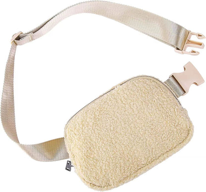 Lola Boucle Sherpa & Nylon Sling Crossbody Fanny Bag
