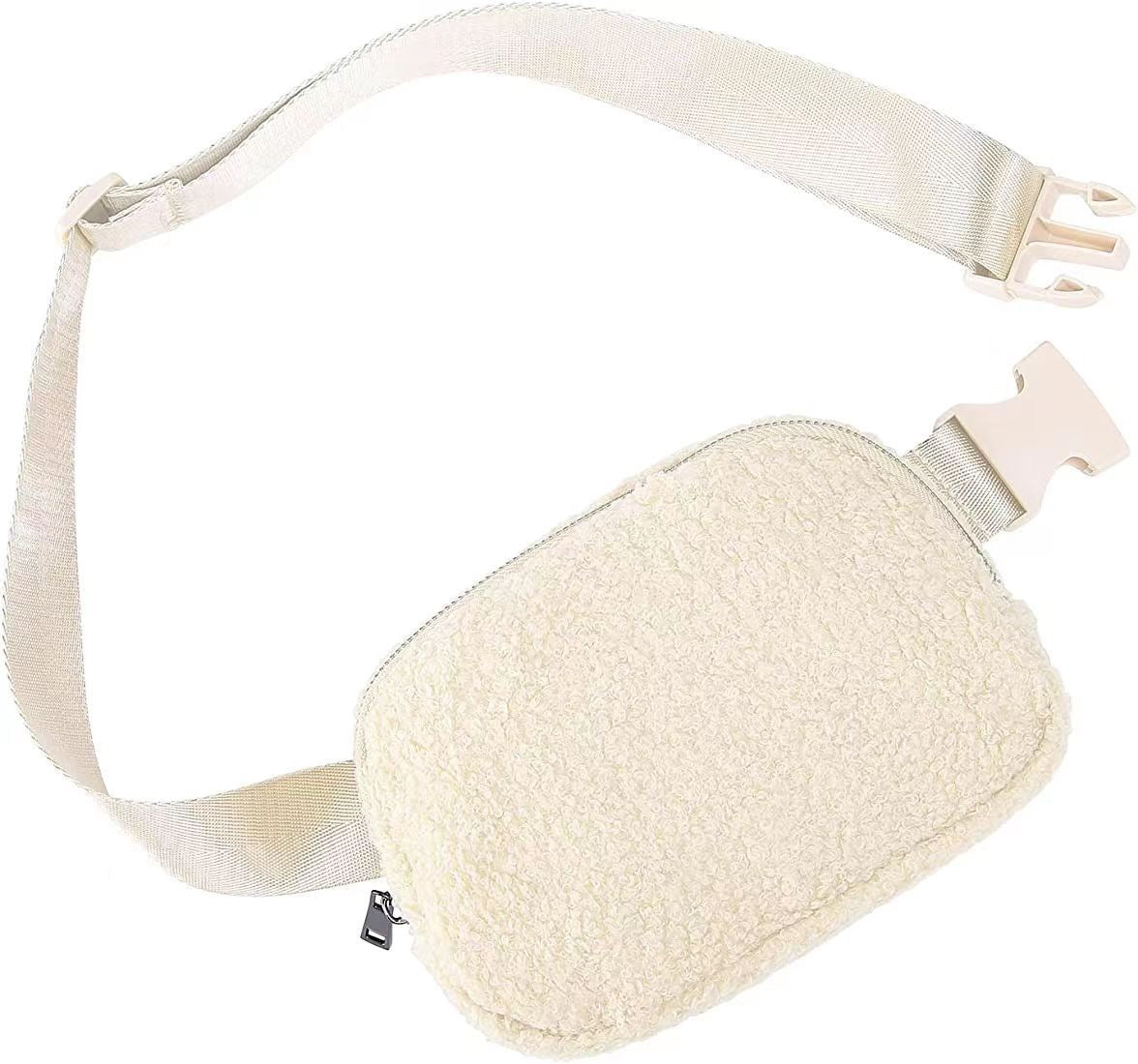 Lola Boucle Sherpa & Nylon Sling Crossbody Fanny Bag