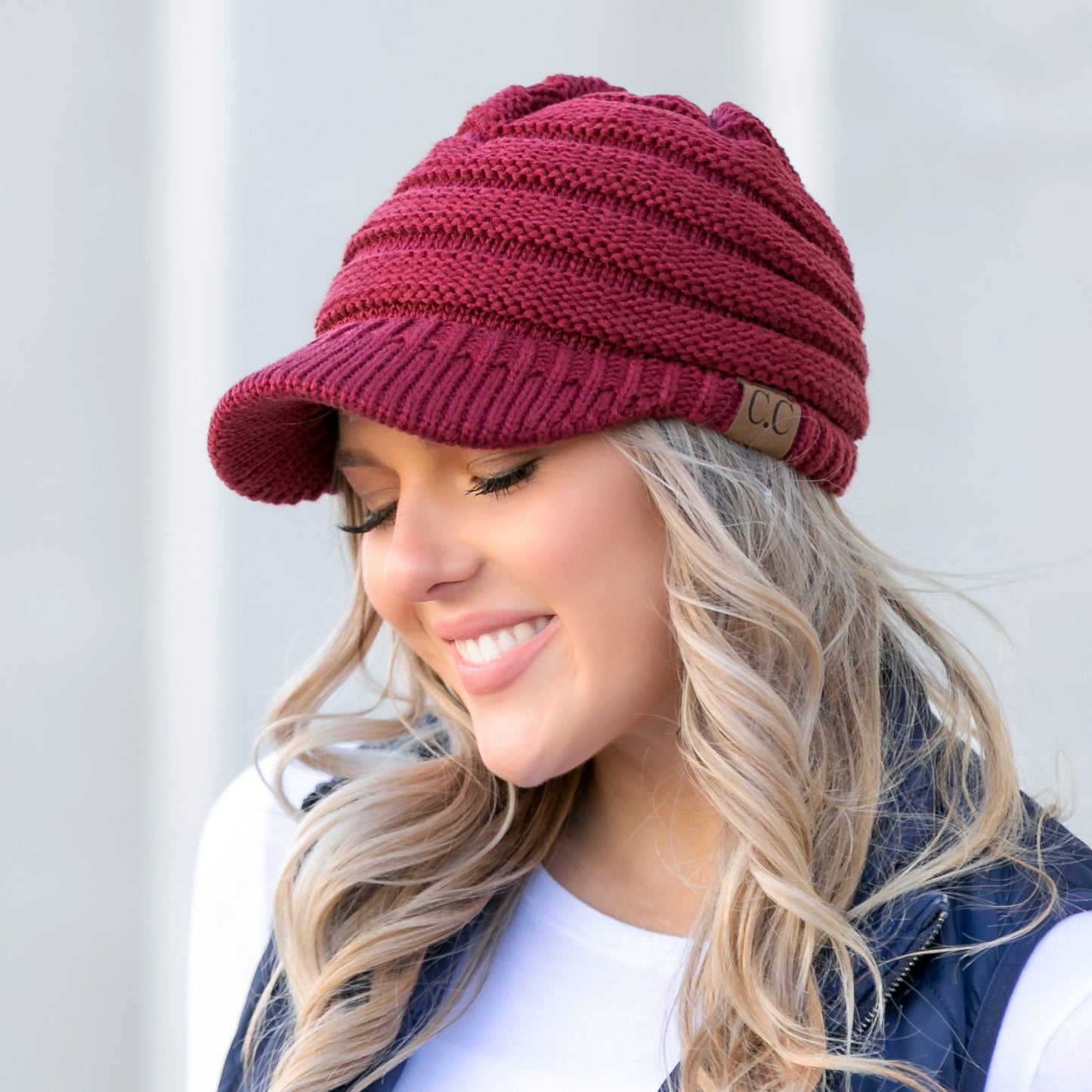 C.C® 100% Ultra-Soft Knitted Acrylic Structured Brim Knit Field Cap | One Size Teen–Adult