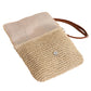Sylvie Foldover Crochet Woven Straw Crossbody Bag with Vegan Leather Strap & Magnetic Clasp | Khaki, Straw