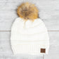 C.C® Soft Acrylic Knit Faux Fur Pom-Pom Beanie | One Size Child–Adult (Age 4+)