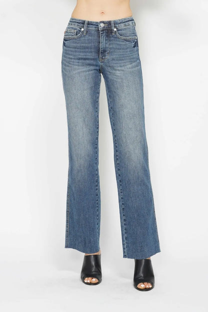 Judy Blue Full Size Tummy Control Straight Jeans Cotton Polyester Spandex Sizes 0-24W
