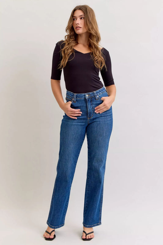 Judy Blue High Waist Tummy Control Straight Jeans Cotton Polyester Spandex Sizes 0-15